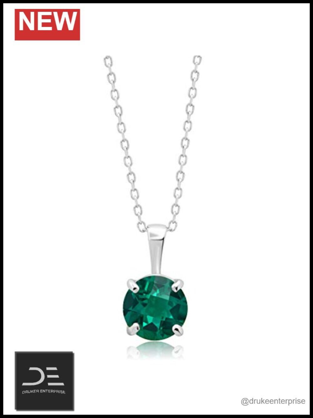 14k Gold Solitaire Gemstone Pendant Necklace 6mm Birthstone 18" Chain